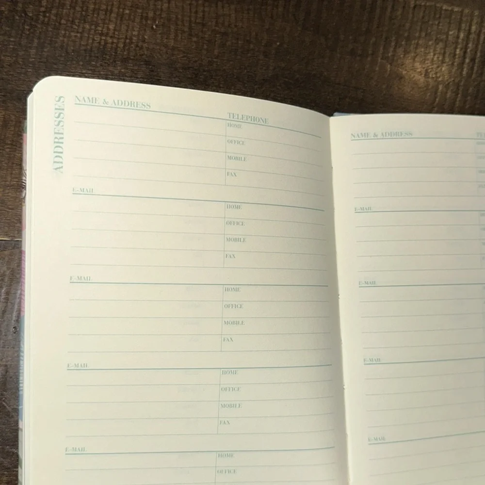 Small size Floral Planner with Pink and Blue Accents
